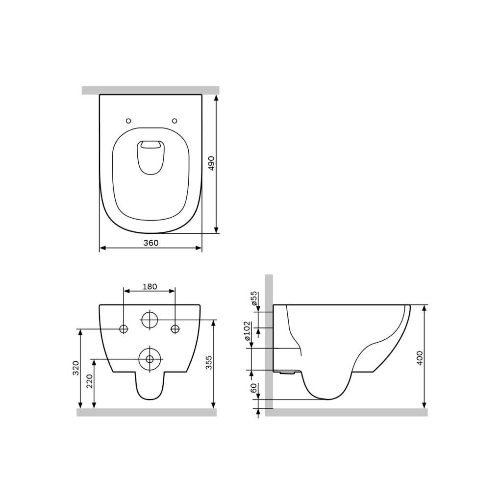 Wall hung toilet AM.PM Above CAB1900PSC rimless with microlift seat white