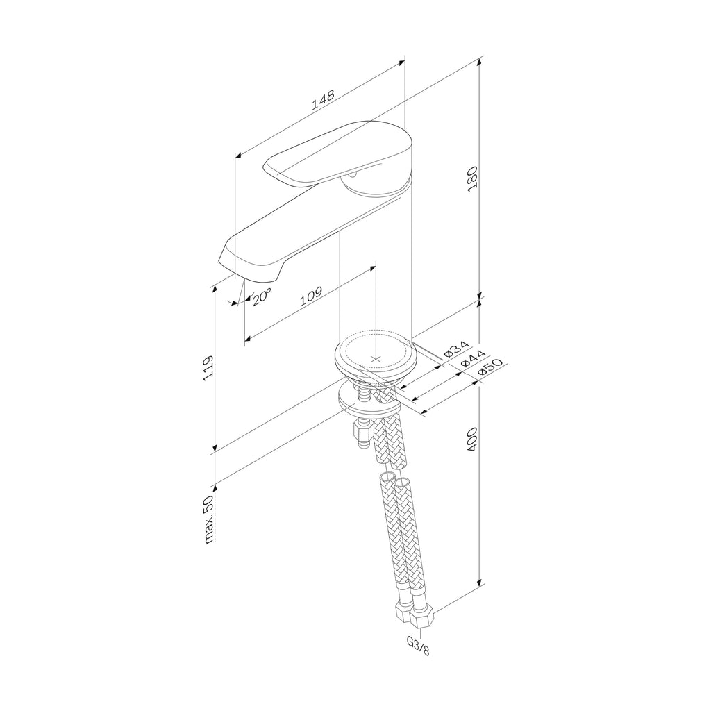 Washbasin mixer (faucet) AM.PM Func F8F02100 Single lever, Chrom