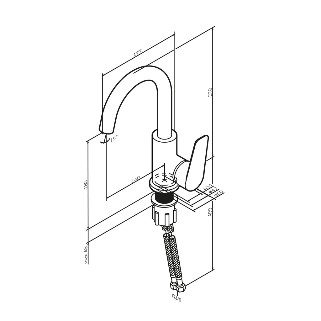 Washbasin mixer (faucet) AM.PM Hit FTA02700 Single lever, Chrom