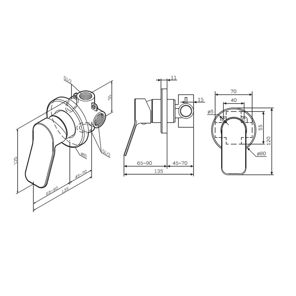 Built-in mixer AM.PM X-Joy FXA65022 Single lever, Black