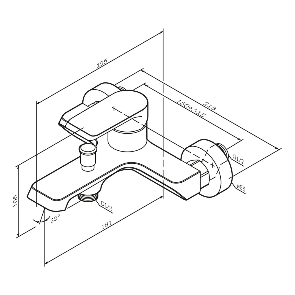 Shower and bath mixer (faucet) AM.PM Flash FNA10022 Single lever, Black