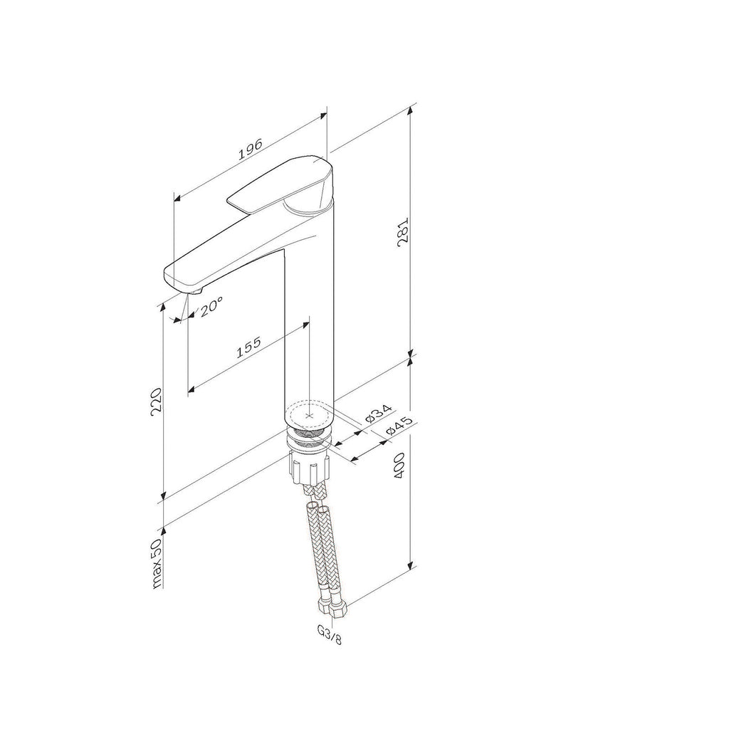 Washbasin mixer (faucet) AM.PM Gem FGA92000 Tall, Chrom