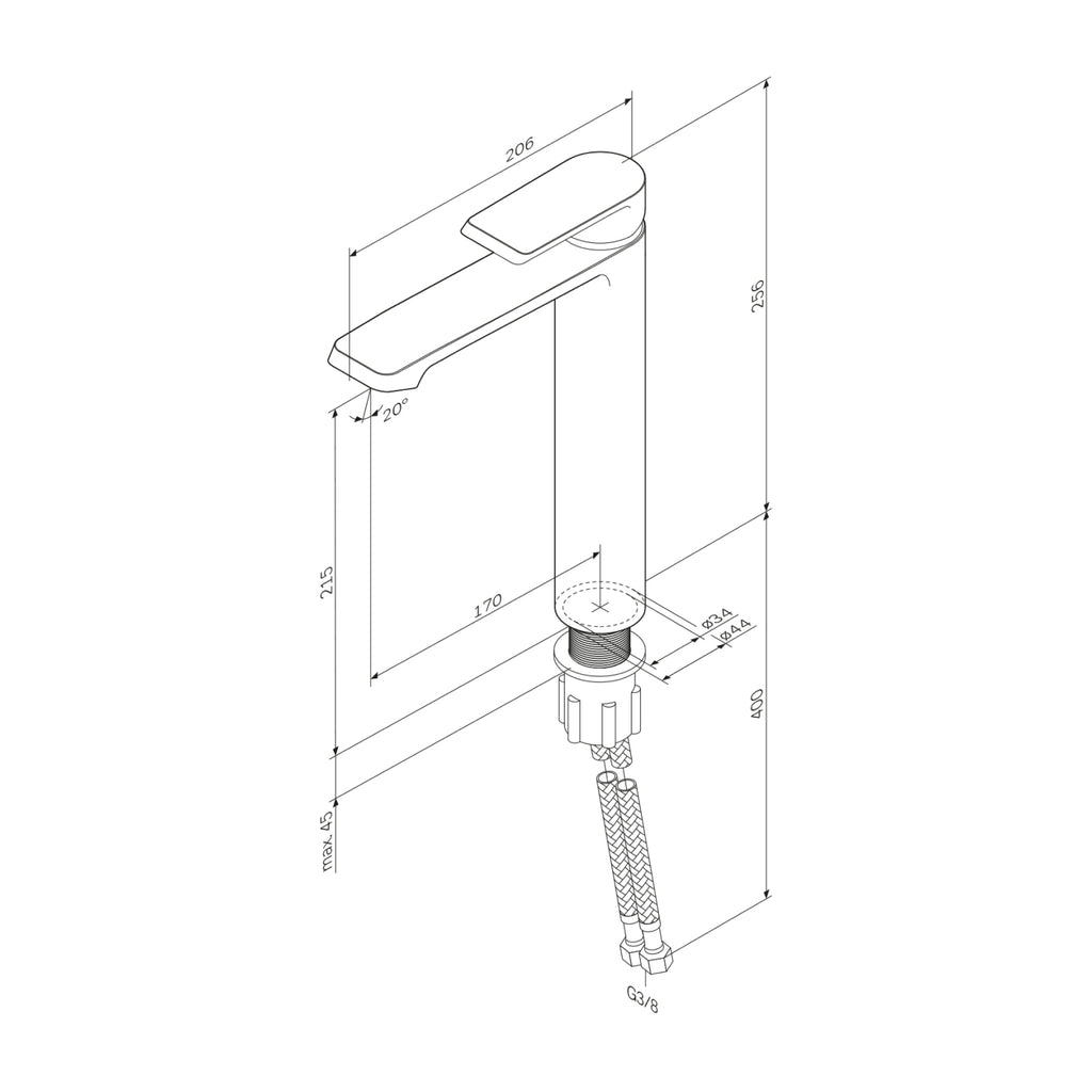 Washbasin mixer (faucet) AM.PM Flash FNA92000 Tall, Chrom