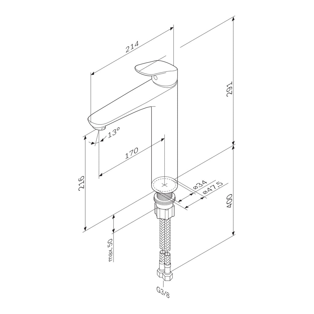 Washbasin mixer (faucet) AM.PM Like FLA92000 Tall, Chrom