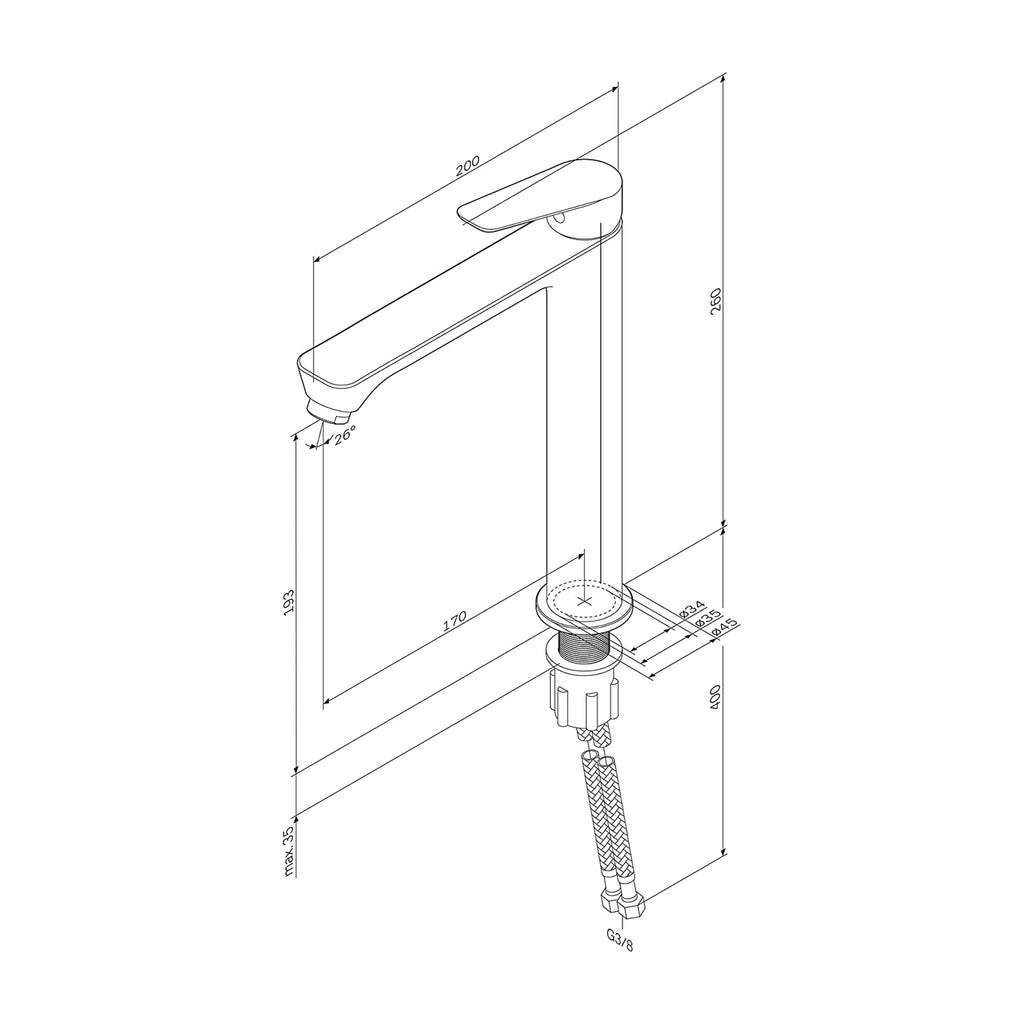 Washbasin mixer (faucet) AM.PM Hit FTA92000 Tall, Chrom