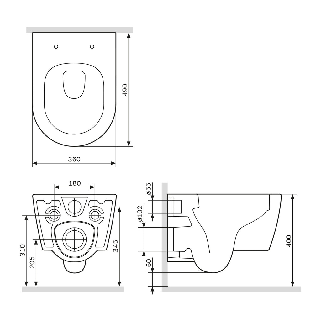 Hängetoilette AM.PM Func CFA1700SC Rimless, with Soft-close seat, White