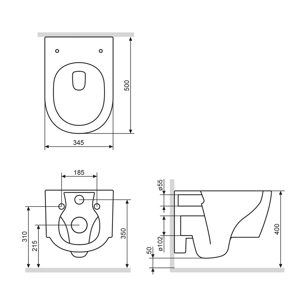 Hängetoilette AM.PM X-Joy CXB1700MBSC Rimless, with Soft-close seat, Black