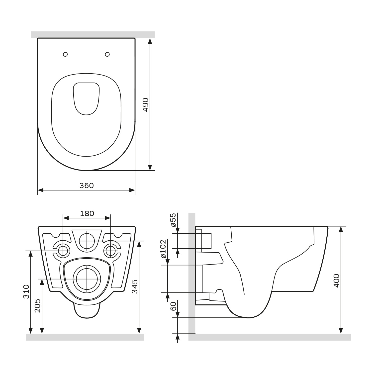 Hängetoilette AM.PM Func CFA1700MBSC Rimless, with Soft-close seat, Black