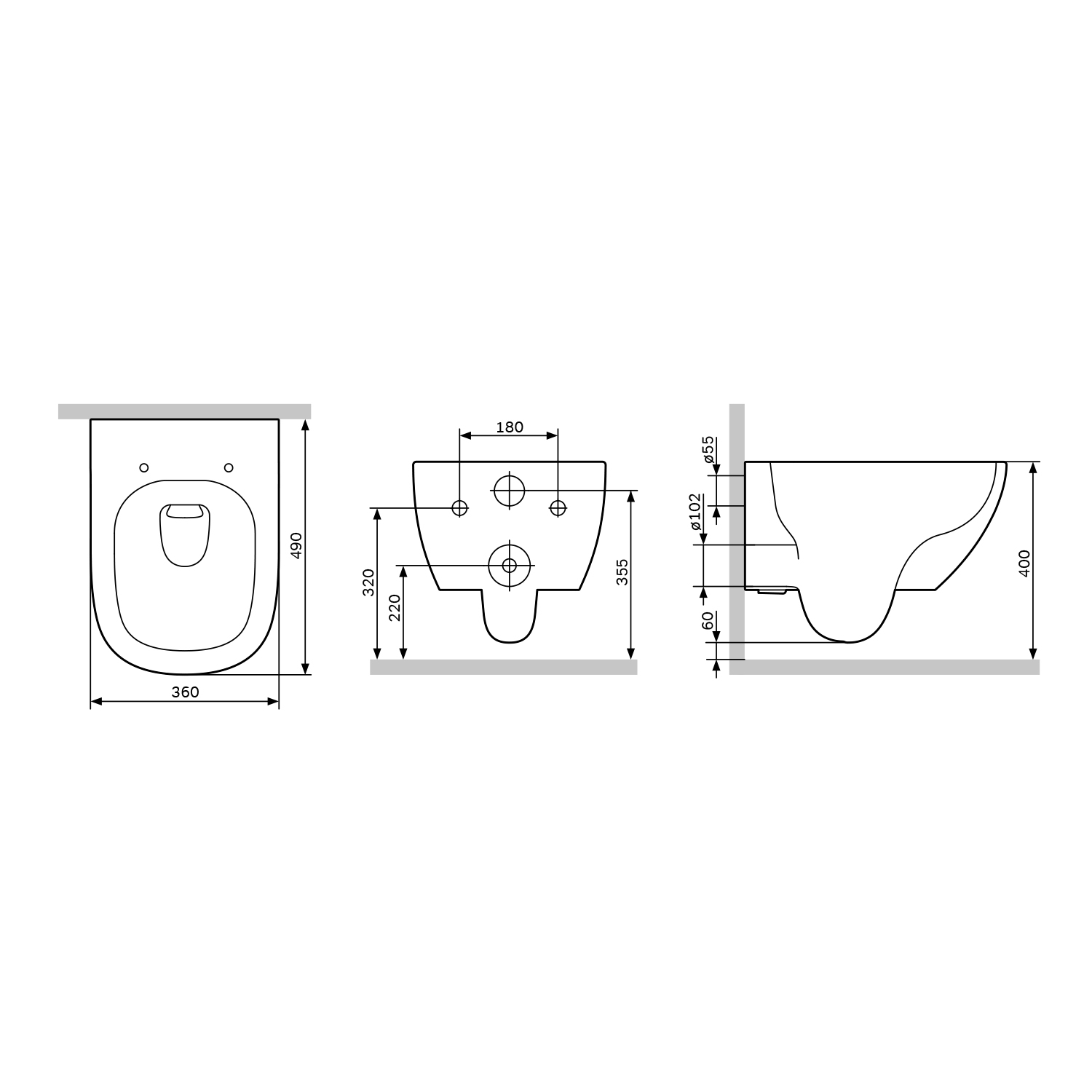 Wall hung toilet AM.PM Above CAB1900PSC rimless with microlift seat white