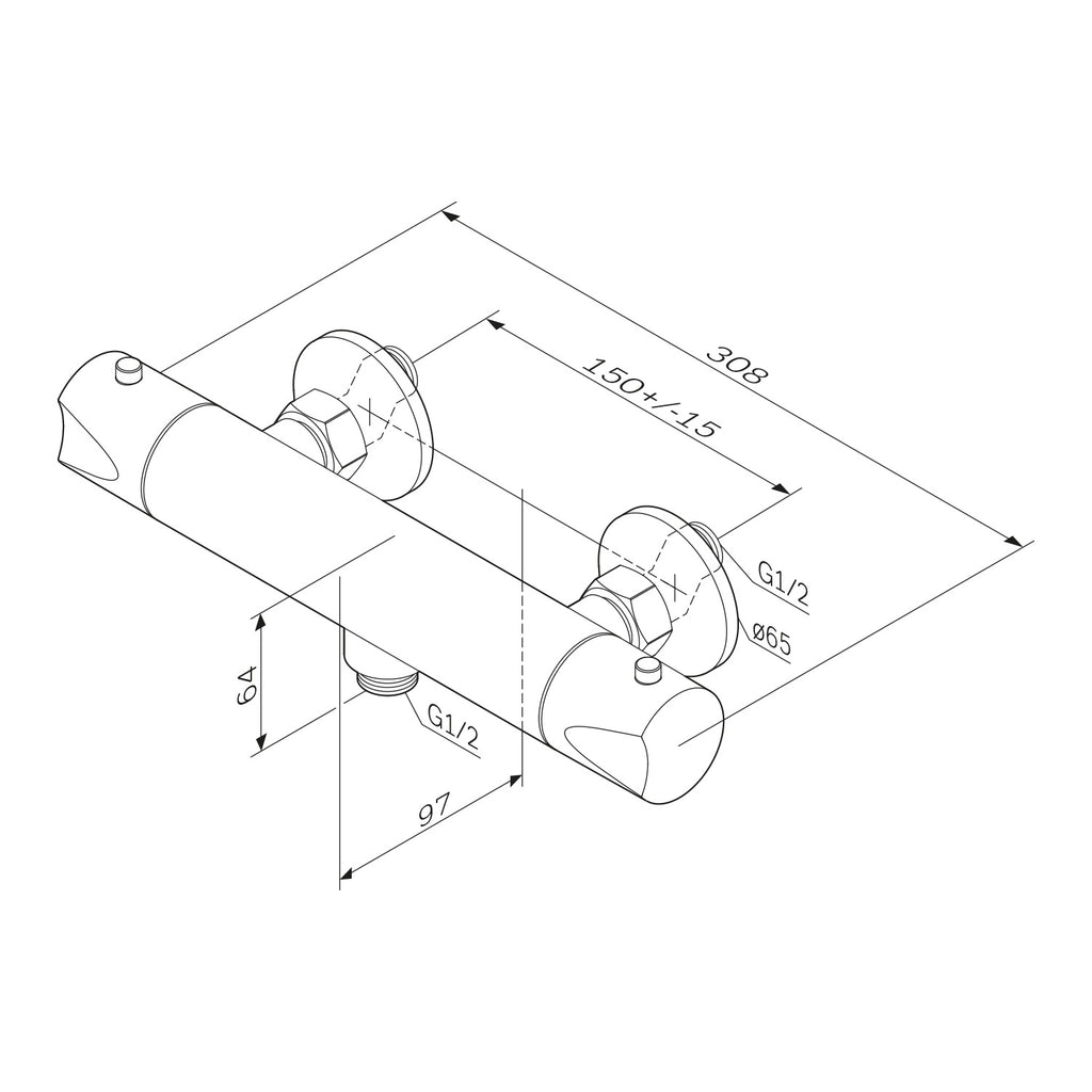 Duscharmatur AM.PM Hit FTA40022 Thermostat, Schwarz