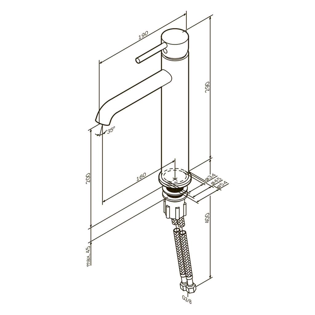Washbasin mixer (faucet) AM.PM Spike FPA92000 Tall, Chrom
