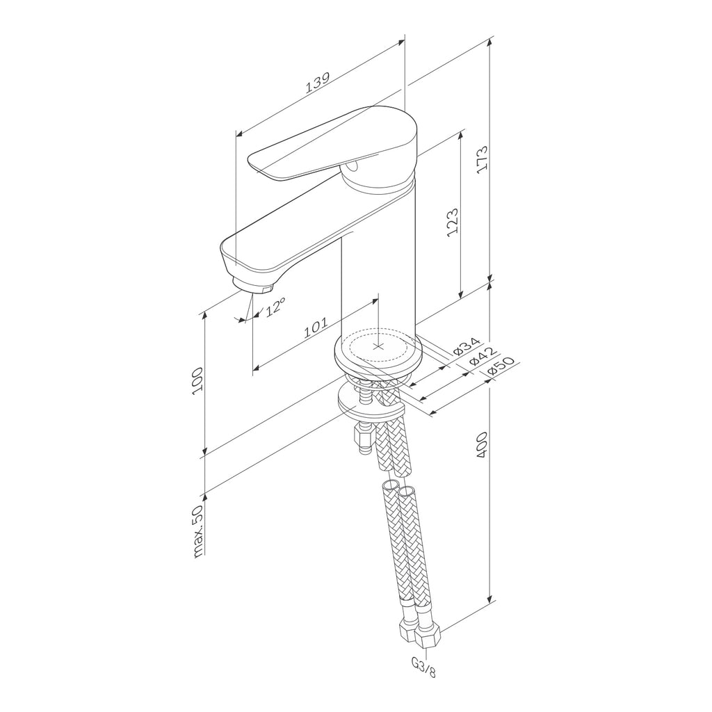 Washbasin mixer (faucet) AM.PM Hit FTA02233 Single lever, White