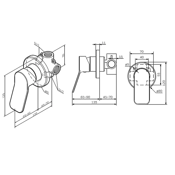 Смеситель для душа AM.PM X-Joy F85A65000