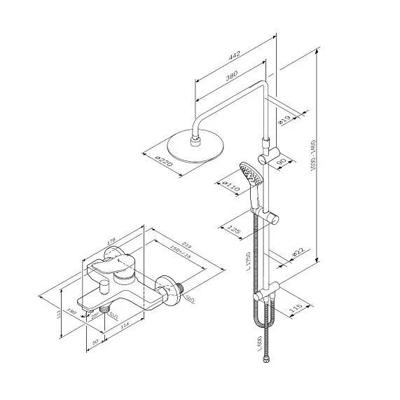 Душ жүйесі AM.PM X-Joy F40885A34 араластырғышпен