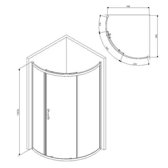 Душевое ограждение 90x90 AM.PM Like W83G-315-090CT прозрачное стекло без поддона