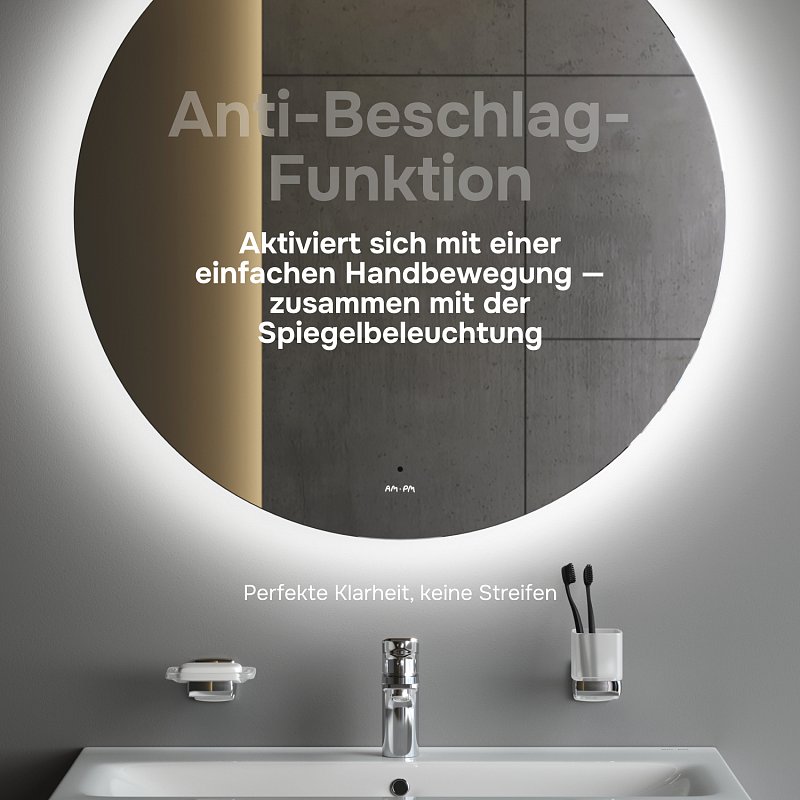 Badmöbel-Set mit Waschbecken und LED-Badspiegel 80 cm AM.PM Spike MPA0801WGCMO4 Weiß