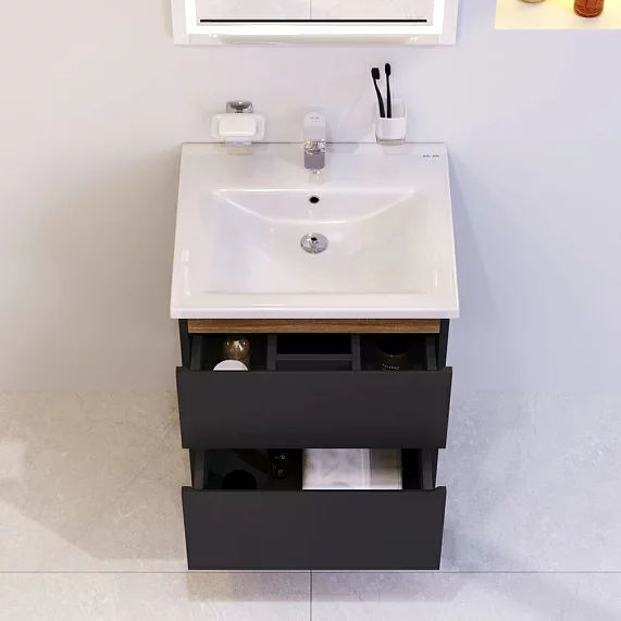 Раковинаның негізі 55 AM.PM X-Joy M85AFHX0552BM 2 қорап қара мебельные для ванной комнаты