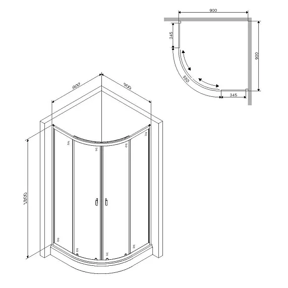 Душевое ограждение 90x90 AM.PM X-Joy W88G-205-090MT прозрачное стекло без поддона