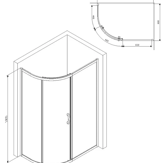 Душевое ограждение универсальное 80x120 AM.PM Like W83G-302U120CG тонированное стекло без поддона