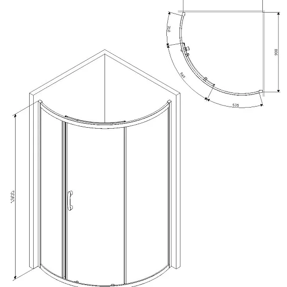 Душевое ограждение 90x90 AM.PM Like W83G-315-090CG тонированное стекло без поддона