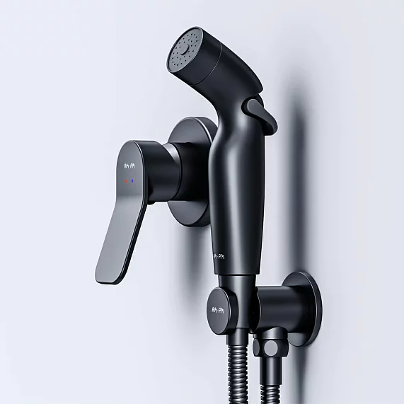 Гигиенический душ со смесителем AM.PM X-Joy F40H85A22 скрытого монтажа черный