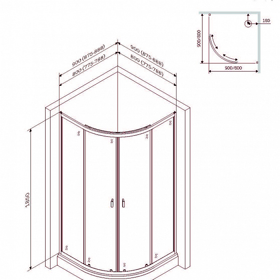 Душевой уголок с поддоном 80x80 AM.PM X-Joy W88E-205-080MT